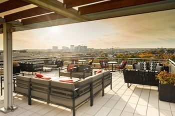 Rooftop sky club with 360° panoramic views of national monuments, national cathedral, rock creek park, georgetown, and more